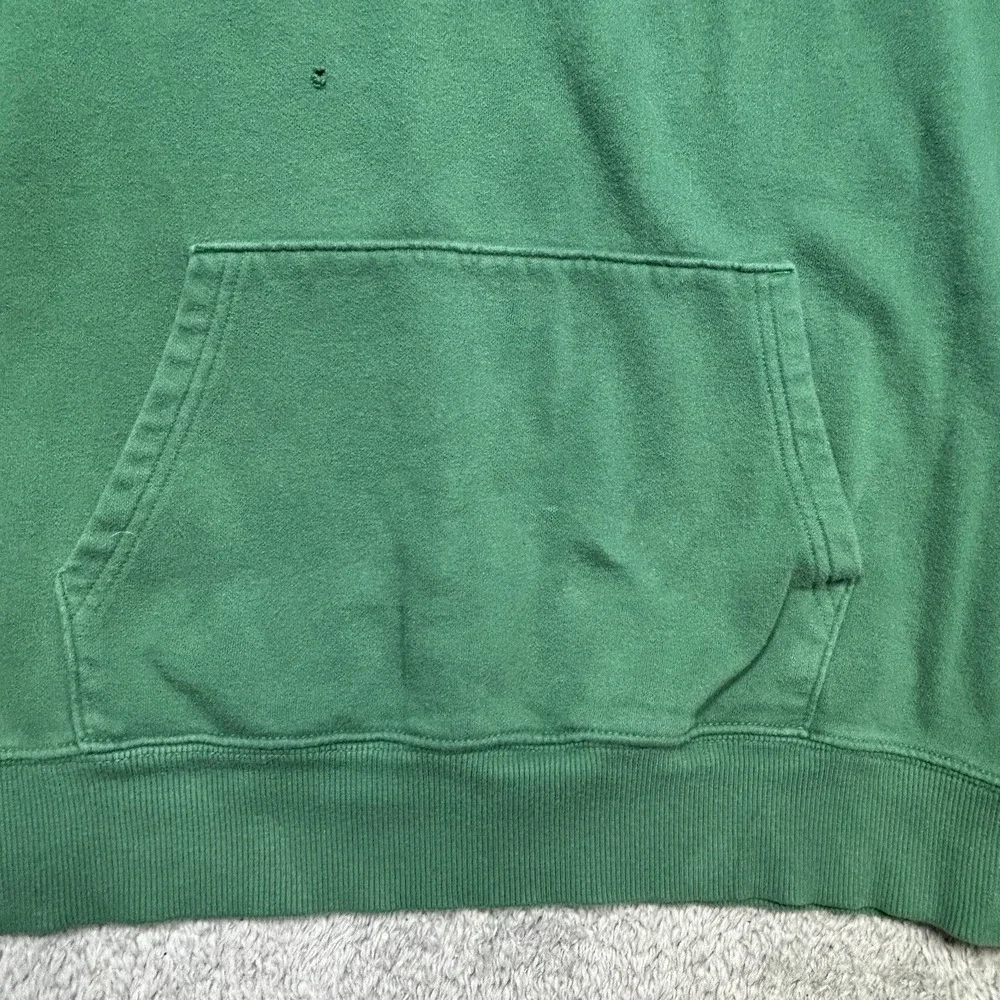 NORTH FACE Hoodie Men's M Green Black Stripe Outdoor Hiking Sweatshirt *HOLE